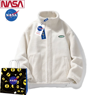 NASA联名潮牌羊羔毛外套毛绒情侣装棉服 