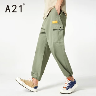 A21男休闲裤运动裤工装裤  左侧口袋&字母胶印 