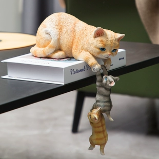 创意摆件桌面猫咪环保树脂材质可动拼接组合