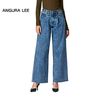 Angura Lee牛仔裤女直筒宽显瘦显高 百搭宽松阔腿裤 