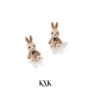 KXK（饰品）小兔子耳环 小众设计感植绒耳饰